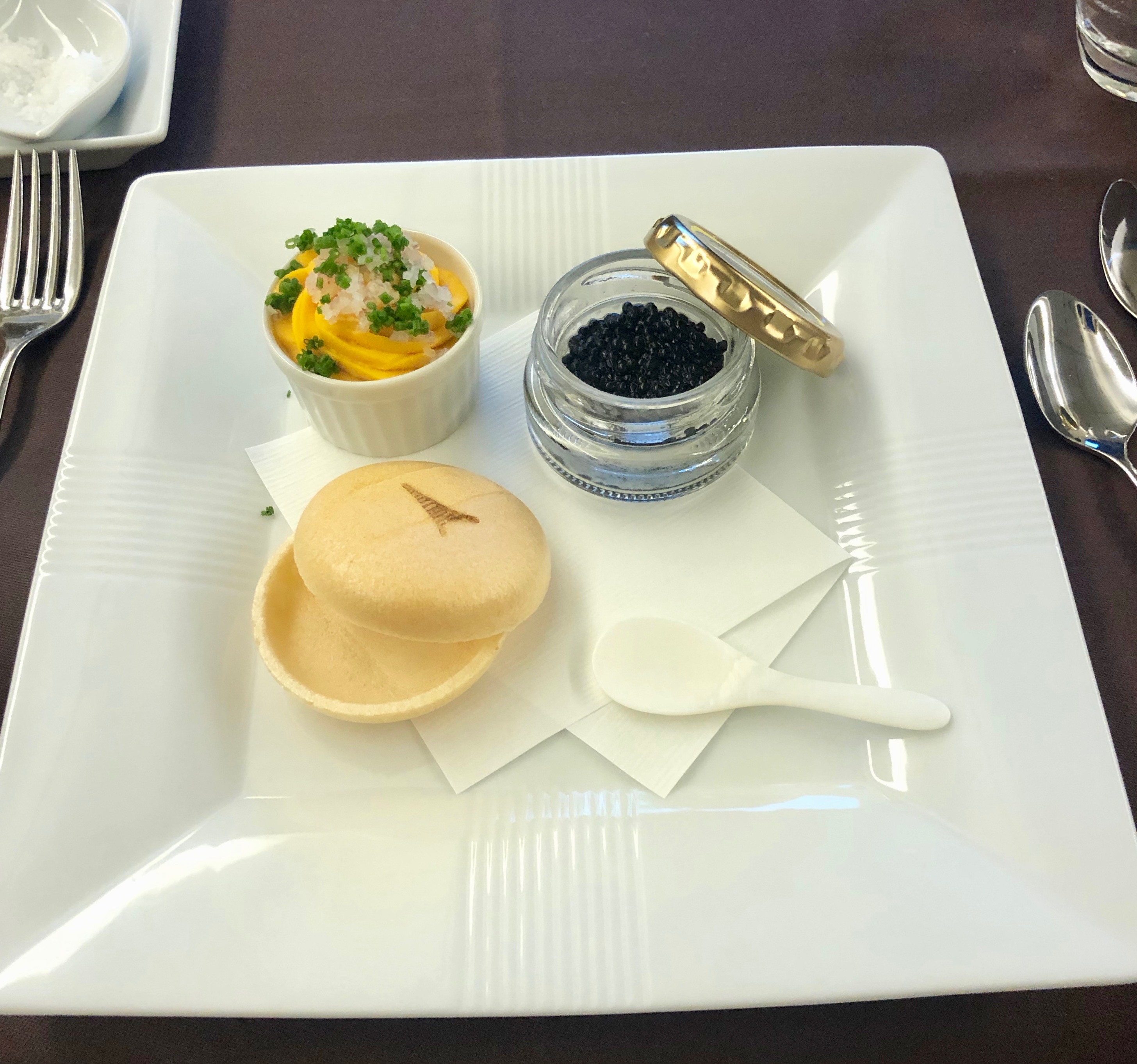JAL First Class caviar service