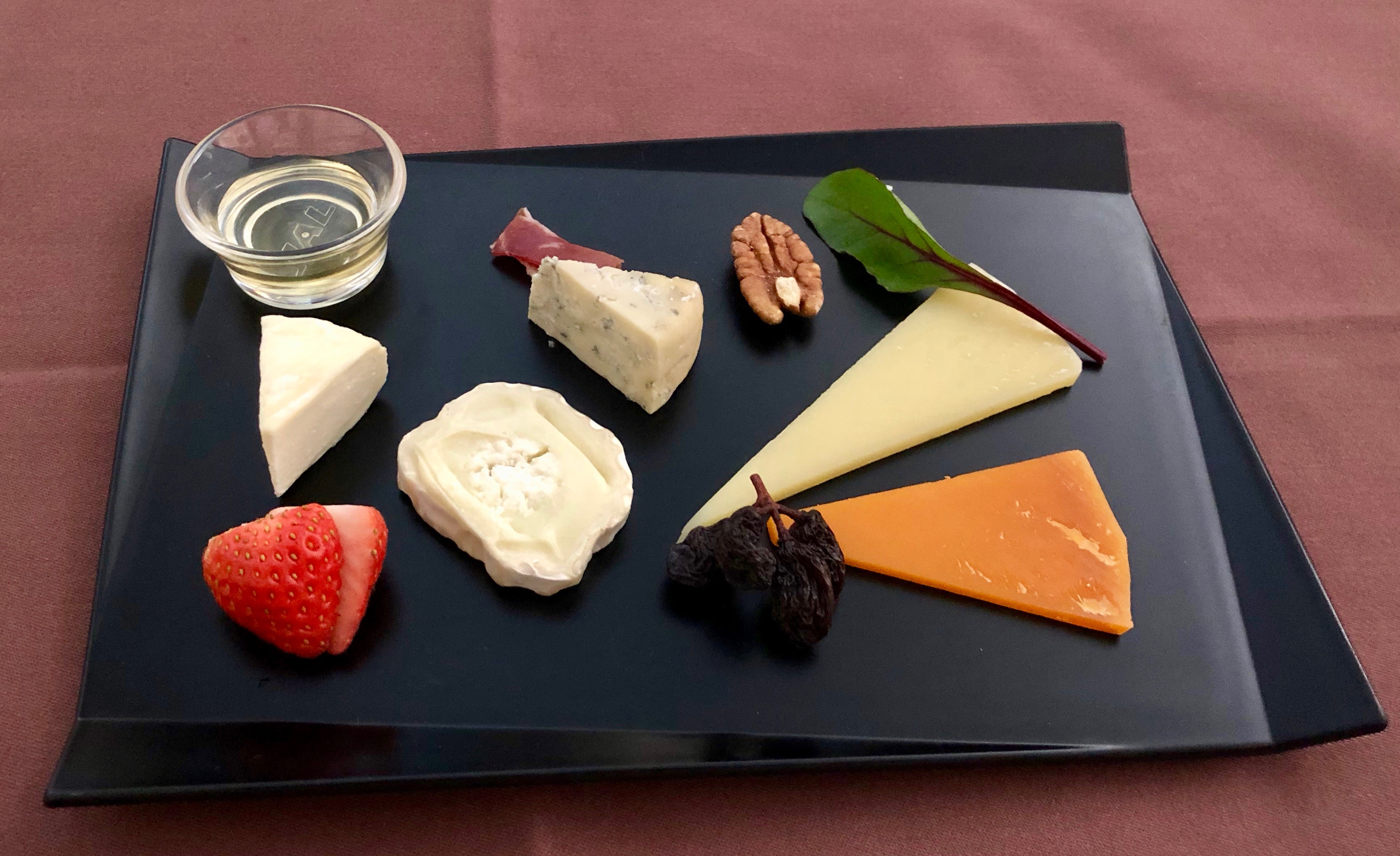JAL First Class cheese plate