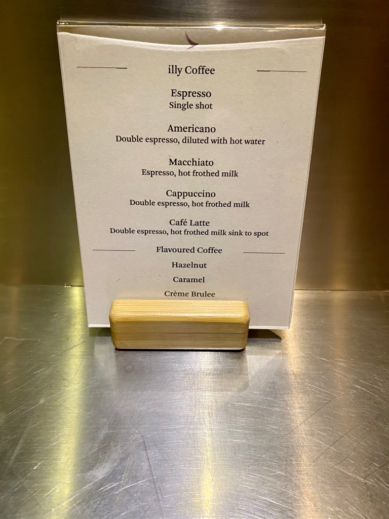 Coffee cart menu