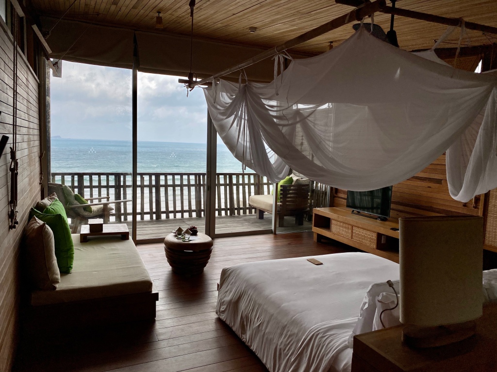 Ocean view from the 2nd floor bedroom at the Six Senses Con Dao